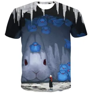 Rabbit T-shirt Men Animal T-shirts 3d Lovely Tshirts Casual Graffiti Tshirts Novelty