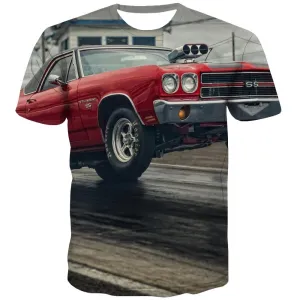 Racing Car T-shirt Men Metal Shirt Print City Tshirts Casual Gray Tshirt Printed Retro Tshirt Anime