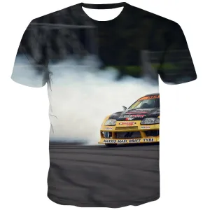 Racing Car T-shirt Men Metal T-shirts 3d City Shirt Print Gray Tshirts Casual Retro T shirts Funny