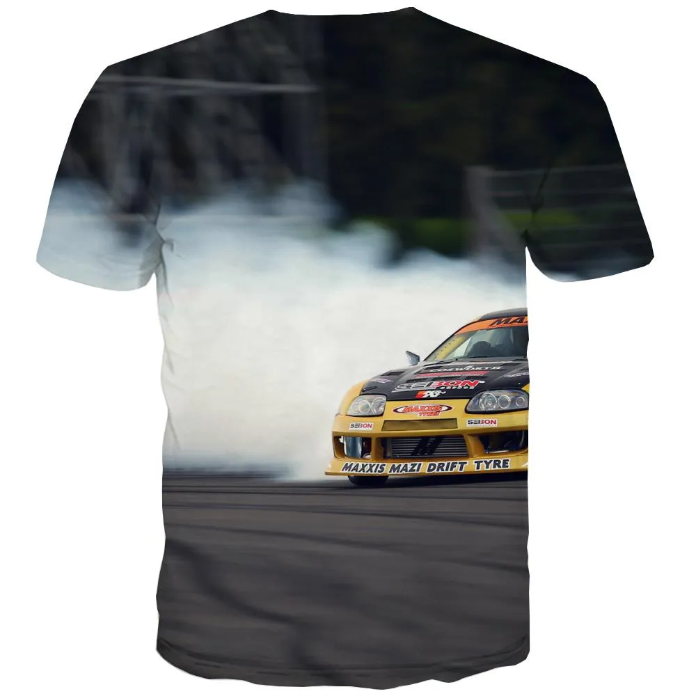 Racing Car T-shirt Men Metal T-shirts 3d City Shirt Print Gray Tshirts Casual Retro T shirts Funny