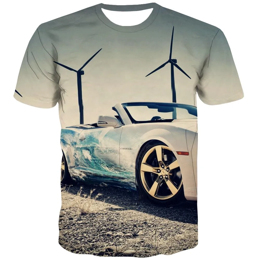 Racing Car T-shirt Men Metal T-shirts 3d City Tshirts Casual Gray Tshirts Novelty Retro Tshirt Anime