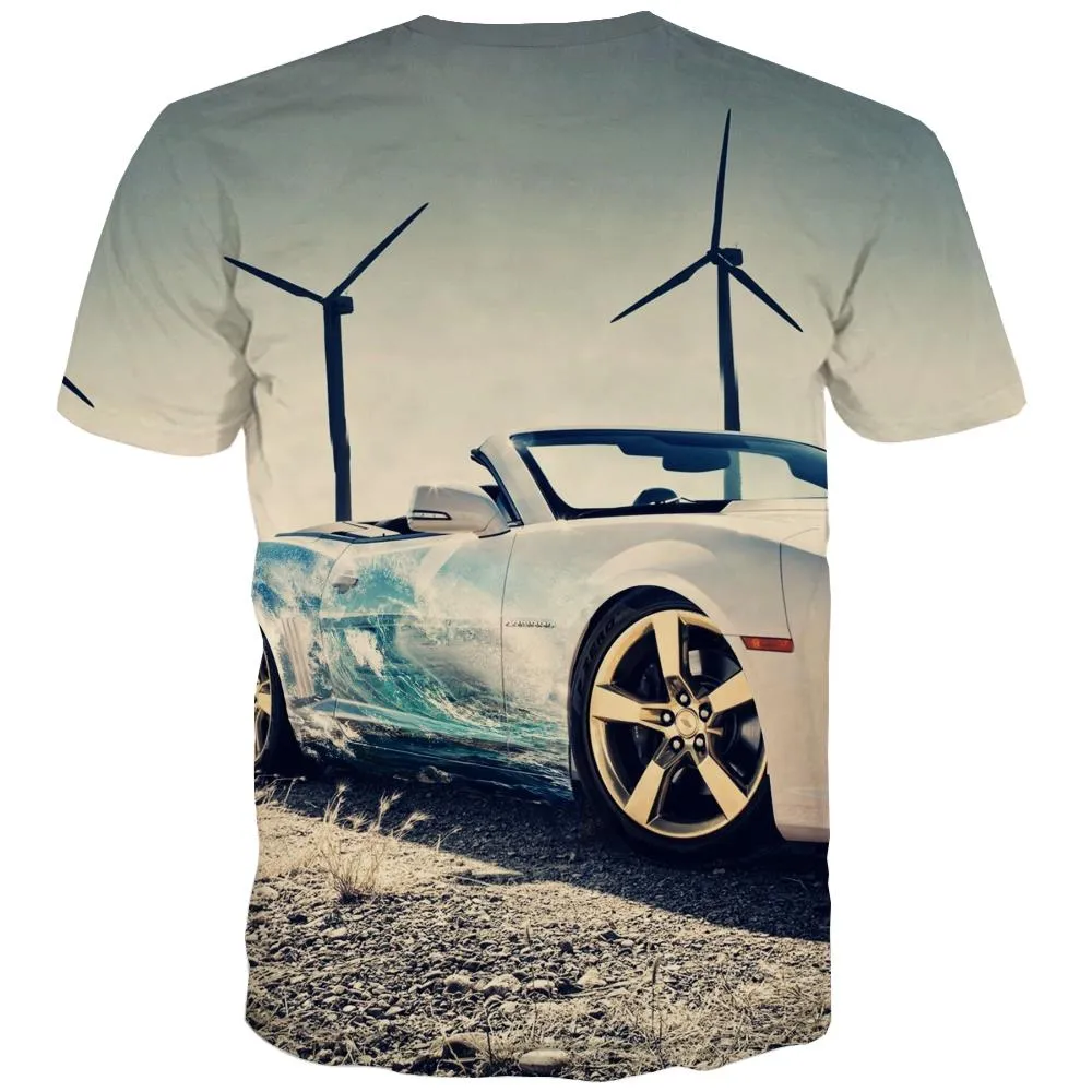 Racing Car T-shirt Men Metal T-shirts 3d City Tshirts Casual Gray Tshirts Novelty Retro Tshirt Anime