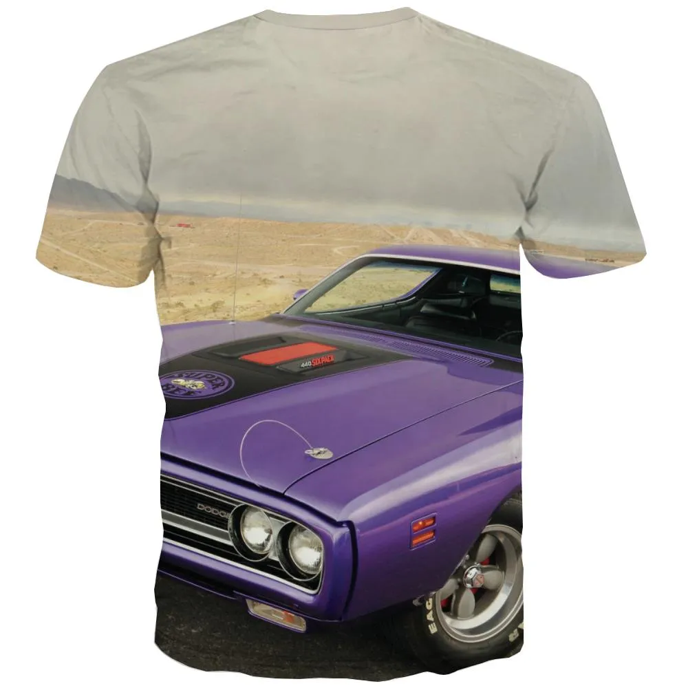 Racing Car T-shirt Men Metal T-shirts 3d City Tshirts Novelty Gray Tshirt Printed Retro Tshirt Anime