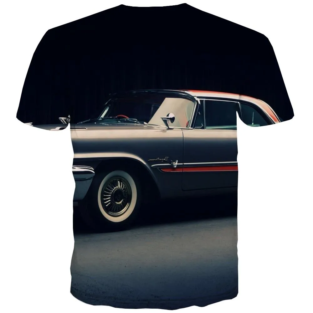 Racing Car T-shirt Men Metal T shirts Funny City T-shirts 3d Gray Shirt Print Retro T-shirts Graphic