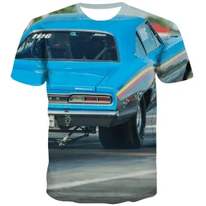 Racing Car T-shirt Men Metal T shirts Funny City Tshirts Casual Gray T-shirts 3d Retro Tshirts Cool