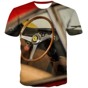 Racing Car T-shirt Men Metal T-shirts Graphic City T-shirts 3d Gray Tshirts Cool Retro Shirt Print