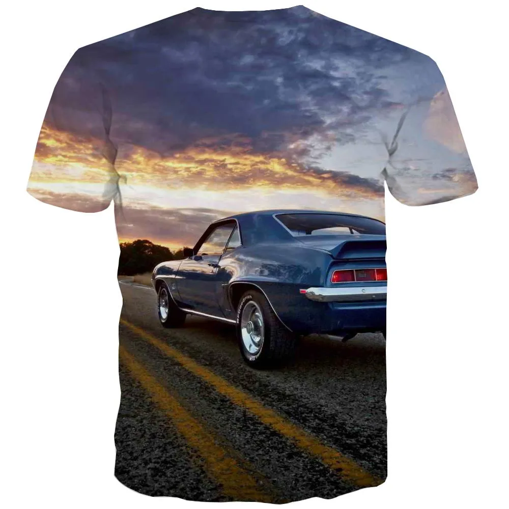 Racing Car T-shirt Men Metal Tshirt Printed City T shirts Funny Gray T-shirts Graphic Retro Tshirts Casual