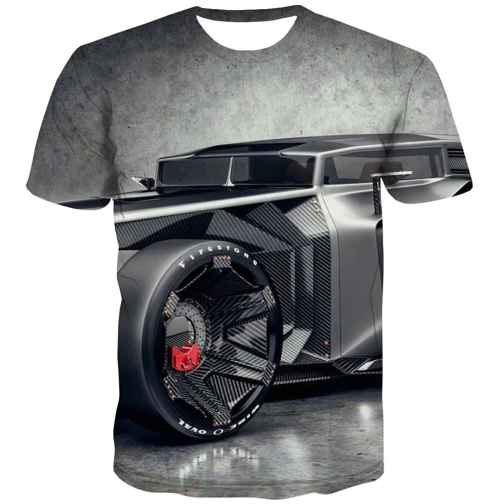 Racing Car T-shirt Men Metal Tshirts Casual City Shirt Print Gray Tshirts Cool Retro Tshirts Novelty