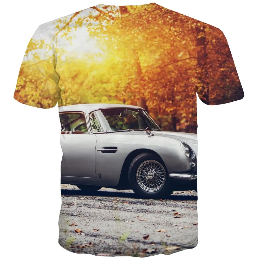 Racing Car T-shirt Men Metal Tshirts Casual City T-shirts 3d Gray T shirts Funny Retro Tshirts Cool