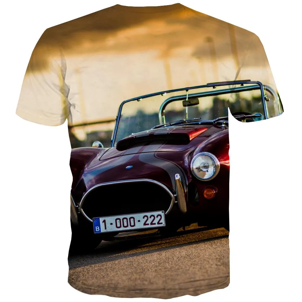 Racing Car T-shirt Men Metal Tshirts Casual City Tshirts Novelty Gray Tshirt Printed Retro T-shirts Graphic