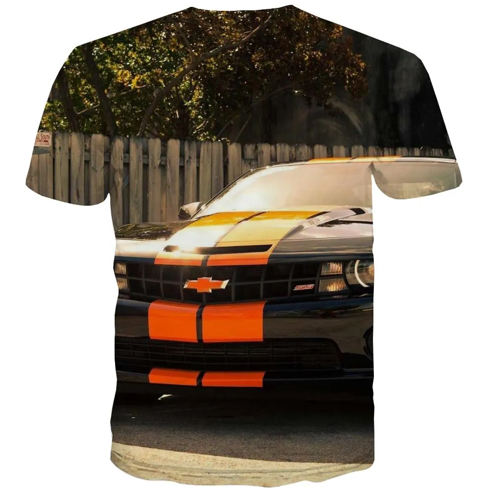 Racing Car T-shirt Men Metal Tshirts Cool City Tshirt Anime Gray T-shirts 3d Retro T-shirts Graphic