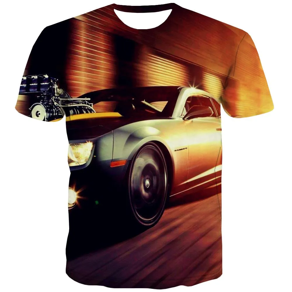 Racing Car T shirts Men Metal Tshirt Anime City Tshirts Casual Gray Tshirts Novelty Retro T-shirts Graphic