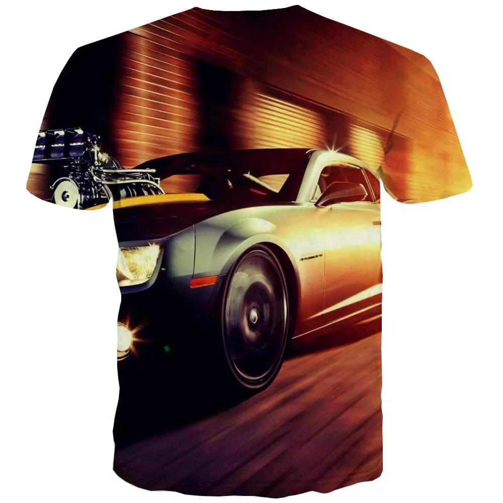 Racing Car T shirts Men Metal Tshirt Anime City Tshirts Casual Gray Tshirts Novelty Retro T-shirts Graphic