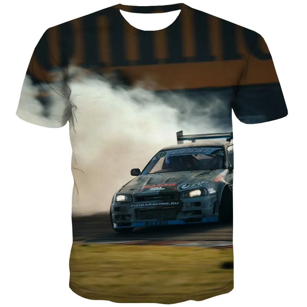 Racing Car T shirts Men Metal Tshirt Printed City Shirt Print Gray Tshirts Cool Retro Tshirts Casual