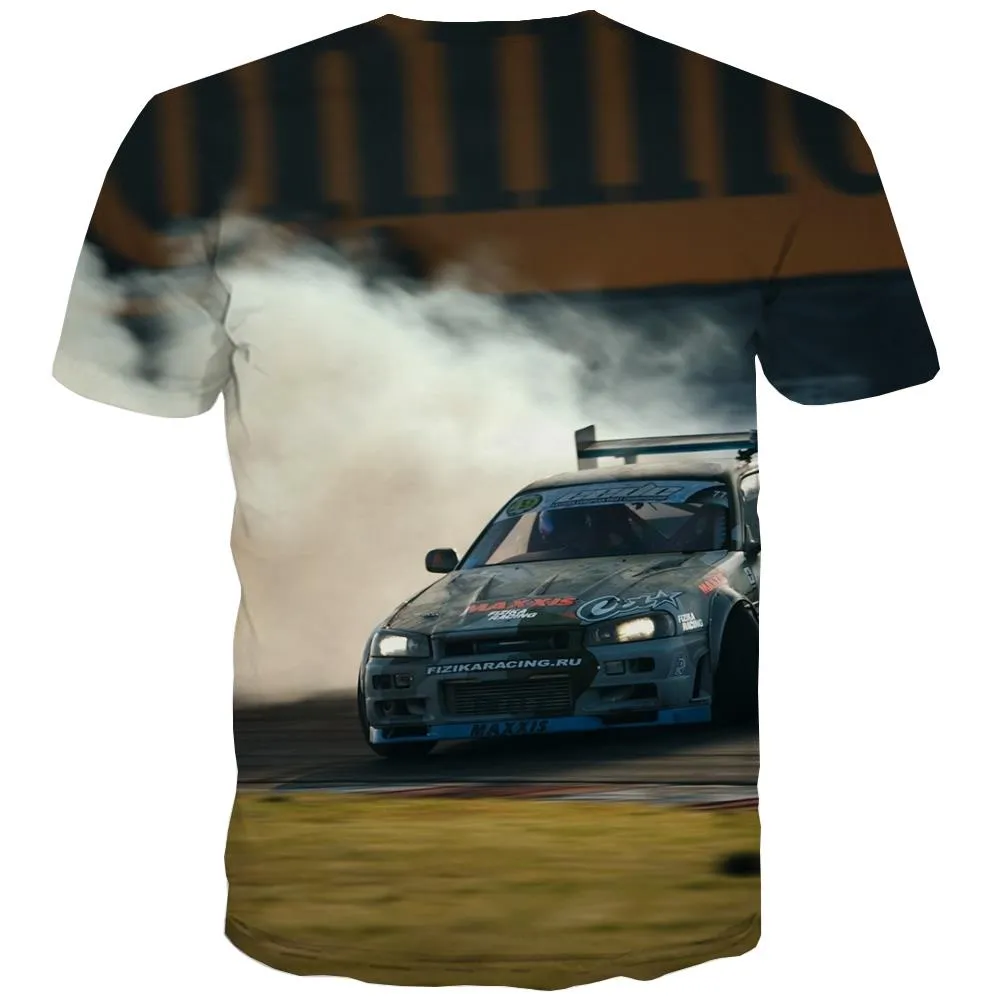 Racing Car T shirts Men Metal Tshirt Printed City Shirt Print Gray Tshirts Cool Retro Tshirts Casual