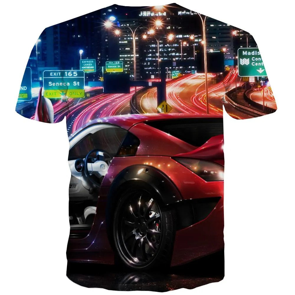 Racing Car T shirts Men Metal Tshirt Printed City Tshirts Novelty Gray T shirts Funny Retro Tshirt Anime