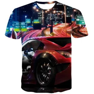 Racing Car T shirts Men Metal Tshirt Printed City Tshirts Novelty Gray T shirts Funny Retro Tshirt Anime