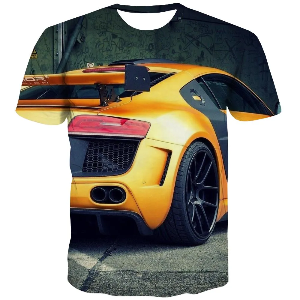 Racing Car T shirts Men Metal Tshirts Casual City Shirt Print Gray Tshirt Printed Retro T-shirts 3d