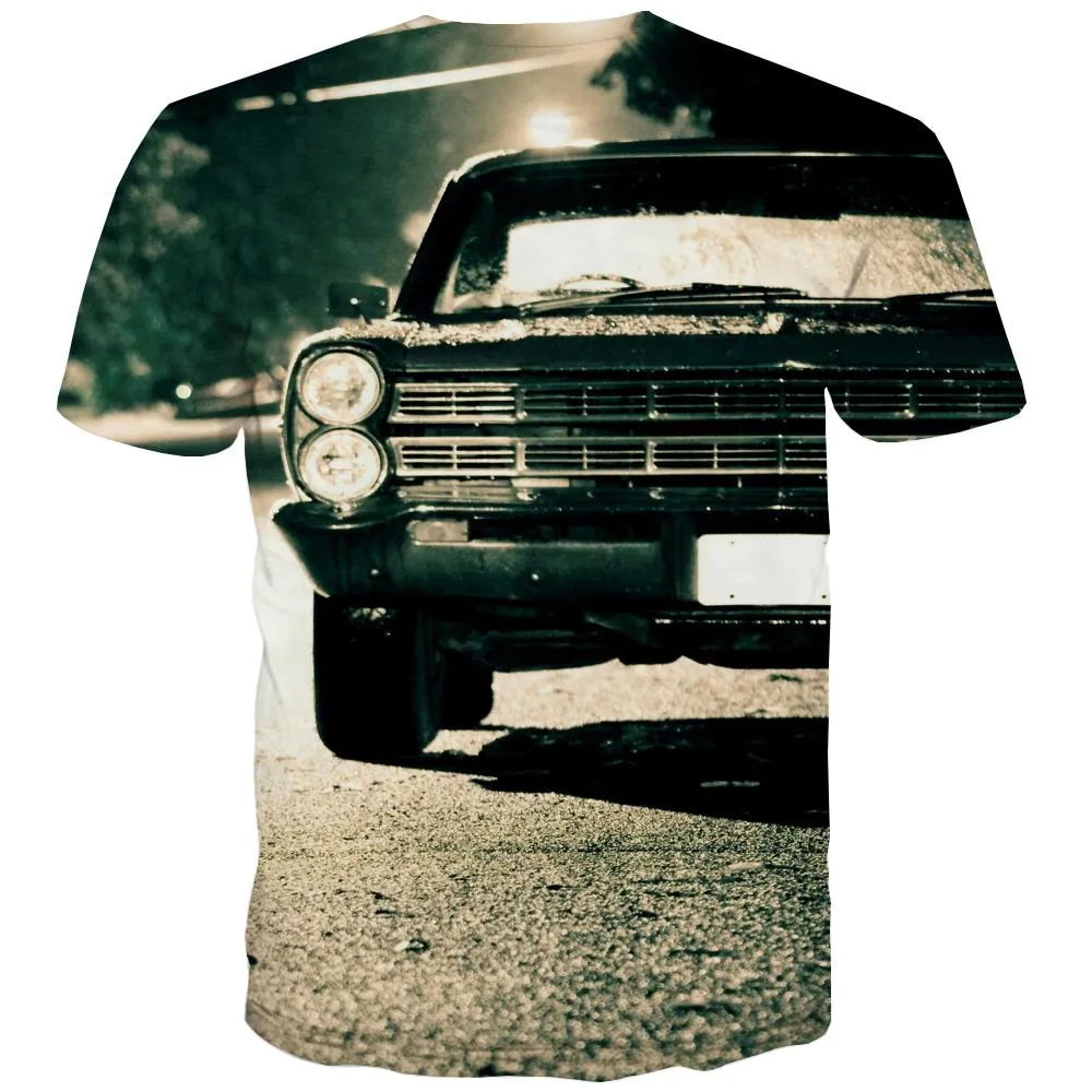 Racing Car T shirts Men Metal Tshirts Cool City Shirt Print Gray T shirts Funny Retro Tshirt Printed