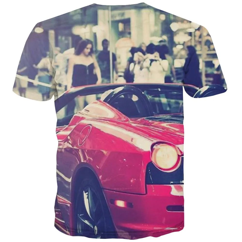 Racing Car T shirts Men Metal Tshirts Cool City T-shirts 3d Gray Tshirt Anime Retro Shirt Print