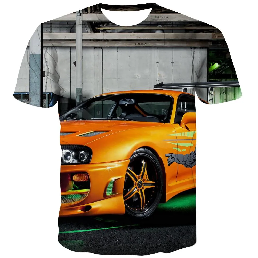 Racing Car T shirts Men Metal Tshirts Novelty City Tshirt Printed Gray T-shirts 3d Retro Tshirt Anime