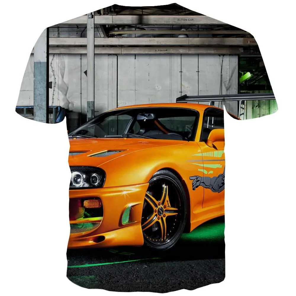 Racing Car T shirts Men Metal Tshirts Novelty City Tshirt Printed Gray T-shirts 3d Retro Tshirt Anime