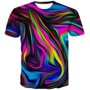 Rainbow T-shirt Men Psychedelic Shirt Print Dizziness Tshirt Anime Colorful Tshirts Casual Harajuku Tshirts Cool Short Sleeve