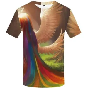 Rainbow T shirts Men Graffiti Tshirts Casual Feather Tshirts Cool Colorful Tshirts Novelty Art Shirt Print Short Sleeve summer