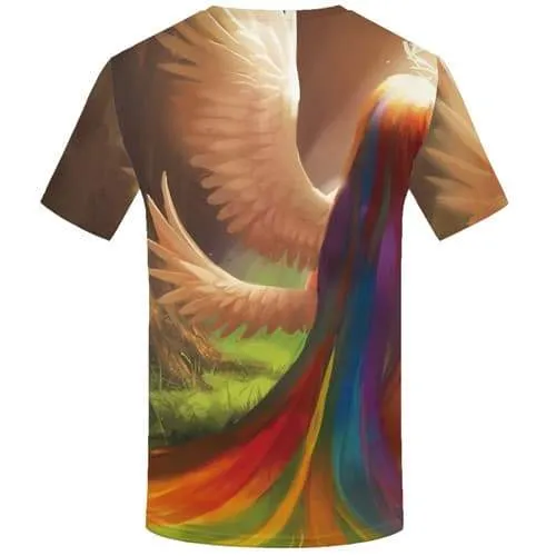 Rainbow T shirts Men Graffiti Tshirts Casual Feather Tshirts Cool Colorful Tshirts Novelty Art Shirt Print Short Sleeve summer