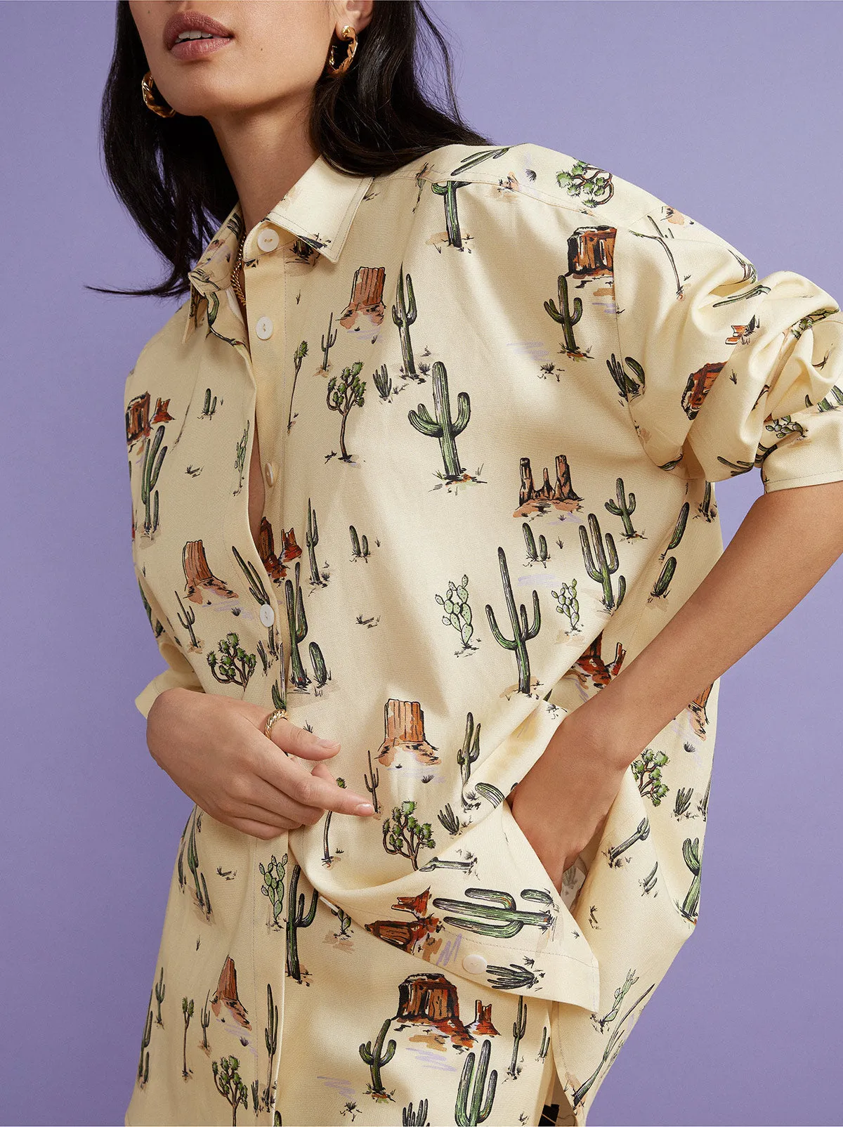 Reba Joshua Tree Print Oversized Shirt