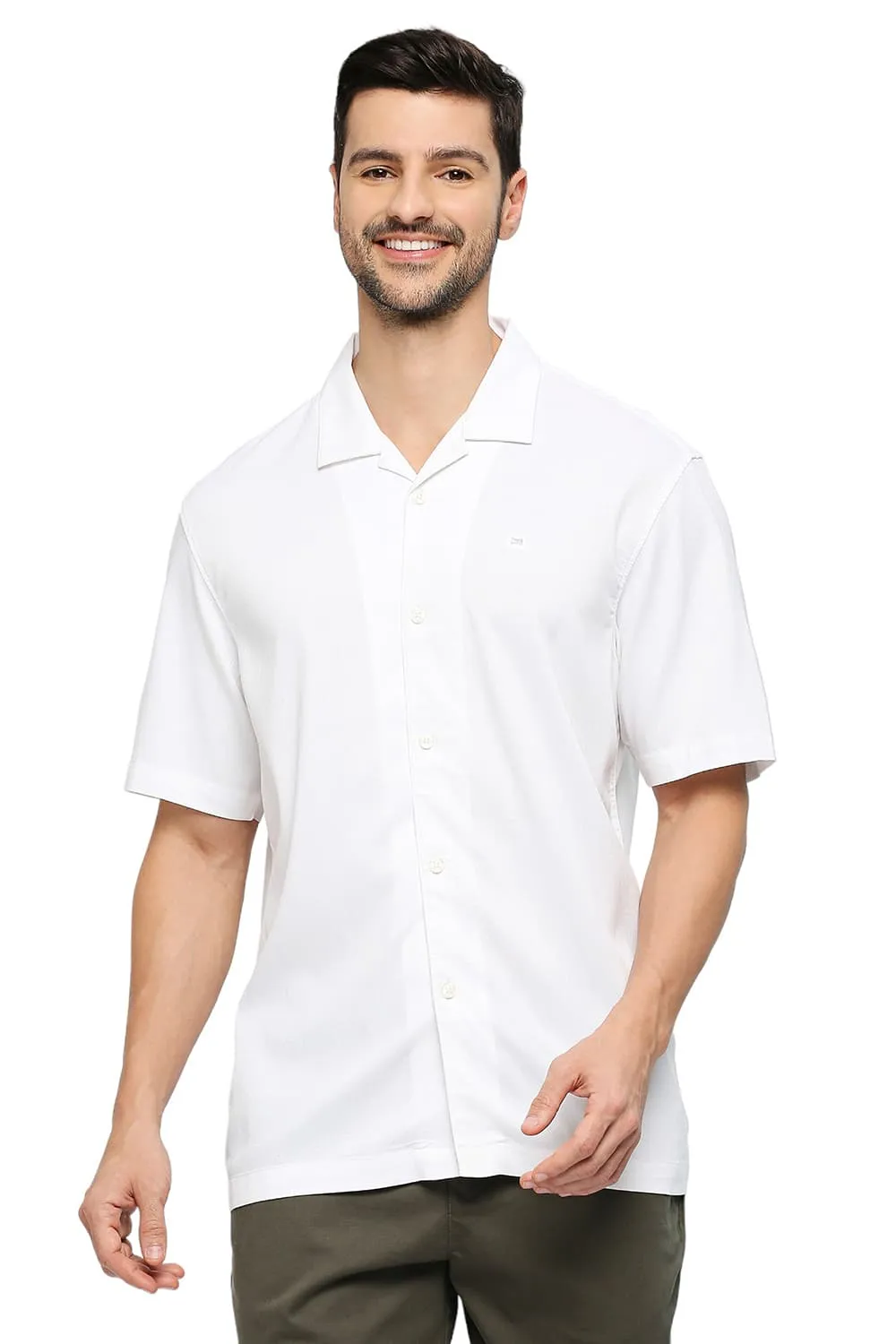 Relaxed Fit Tencel Polyester Stretch Dobby Halfsleeves Shirt