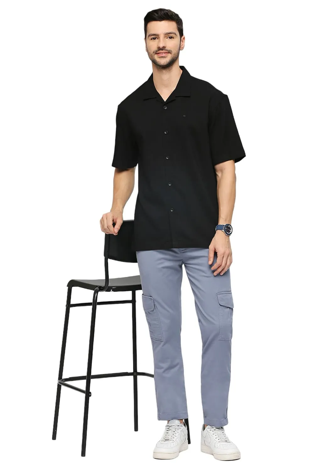 Relaxed Fit Tencel Polyester Stretch Dobby Halfsleeves Shirt