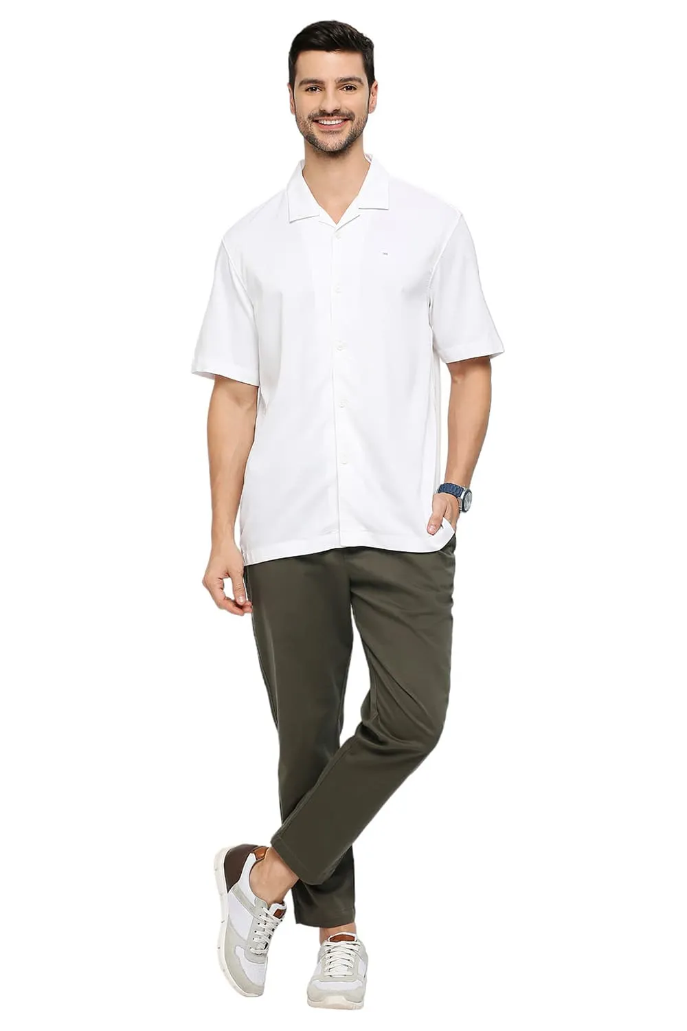 Relaxed Fit Tencel Polyester Stretch Dobby Halfsleeves Shirt