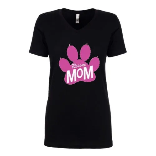 Rescue Mom - (Ladies V-Neck)