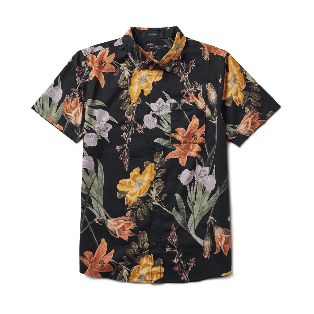 ROARK JOURNEY WOVEN T-SHIRT - BLACK FAR EAST FLORA