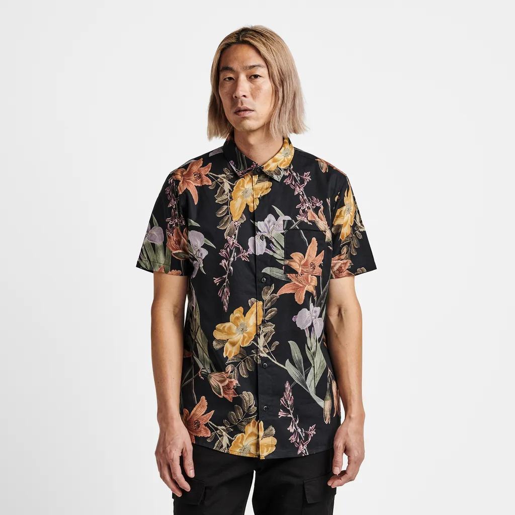 ROARK JOURNEY WOVEN T-SHIRT - BLACK FAR EAST FLORA