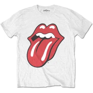 Rolling Stones Adult T-Shirt - Classic Rolling Stones Tongue Logo - White T-Shirt