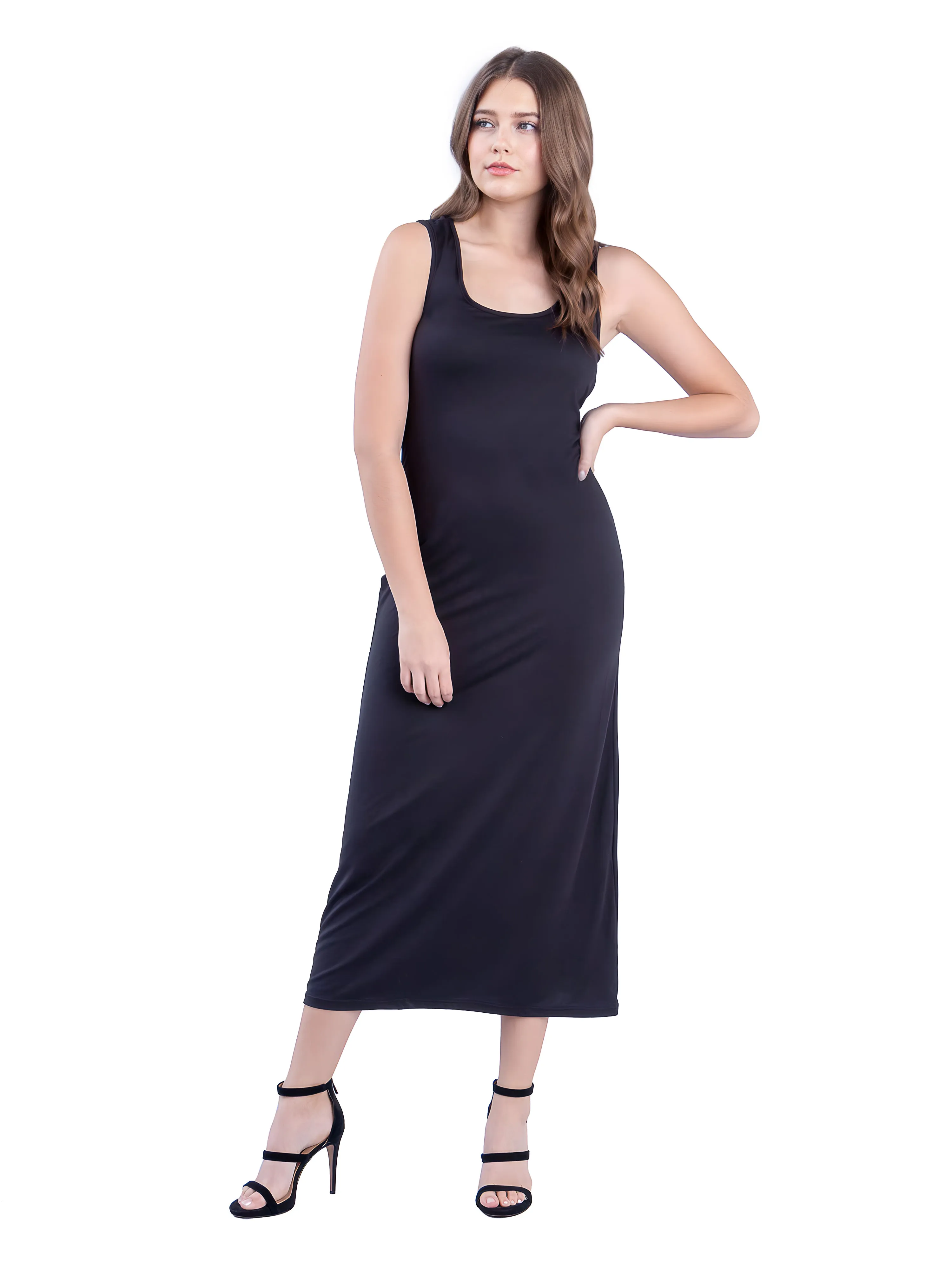 Scoop Neck Maxi Dress with Racerback Detail