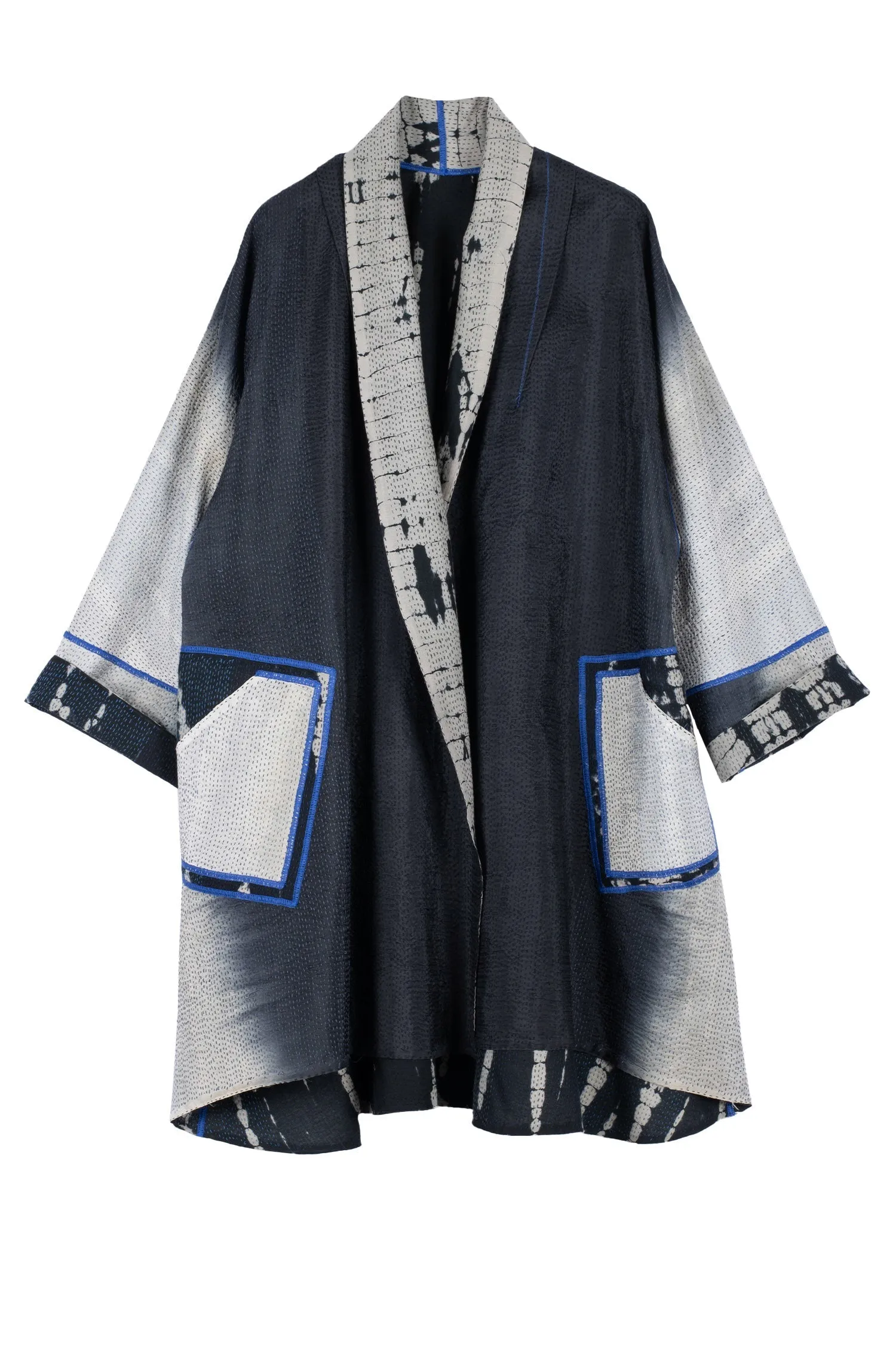 SERPENT PRINT KANTHA KIMONO LONG JKT - sp2005-blk -