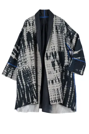 SERPENT PRINT KANTHA KIMONO LONG JKT - sp2005-blk -