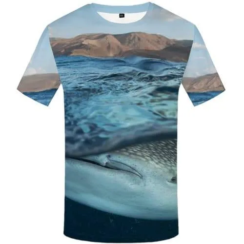 Shark T shirts Men Fish Tshirt Anime Animal T shirts Funny Mountain Shirt Print Harajuku Tshirts Casual Short Sleeve T shirts