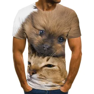 shirt animaltee shirt docile petscat and dog Cool men art costume