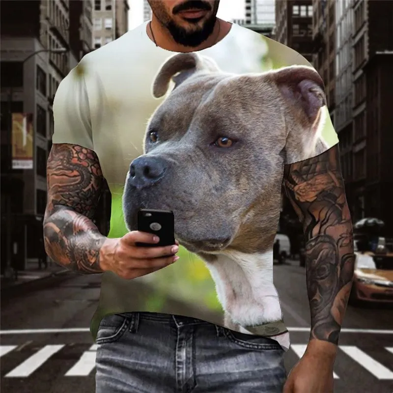 shirt dog big Bully animal 3D tshirt big Smart dogs Cool male art costume