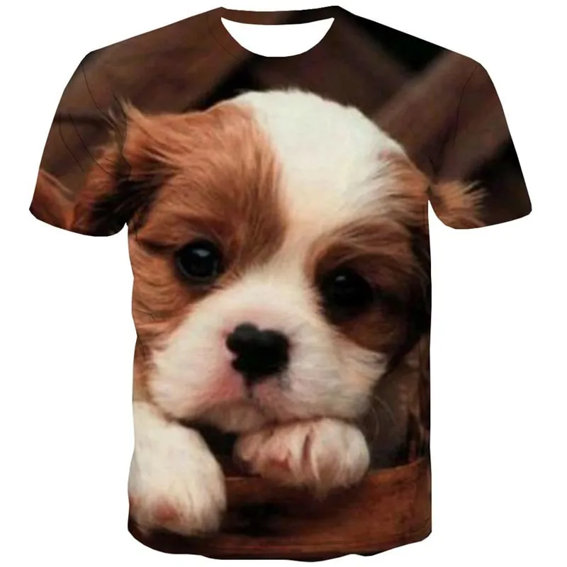 shirt dog tee shirt Puppy Cute animal big Smart dogs Casual male art costume