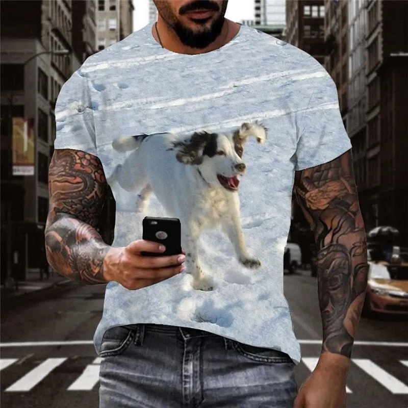 shirts dog Puppy Cute animal Print clothes art costume Casual male big Smart dogs