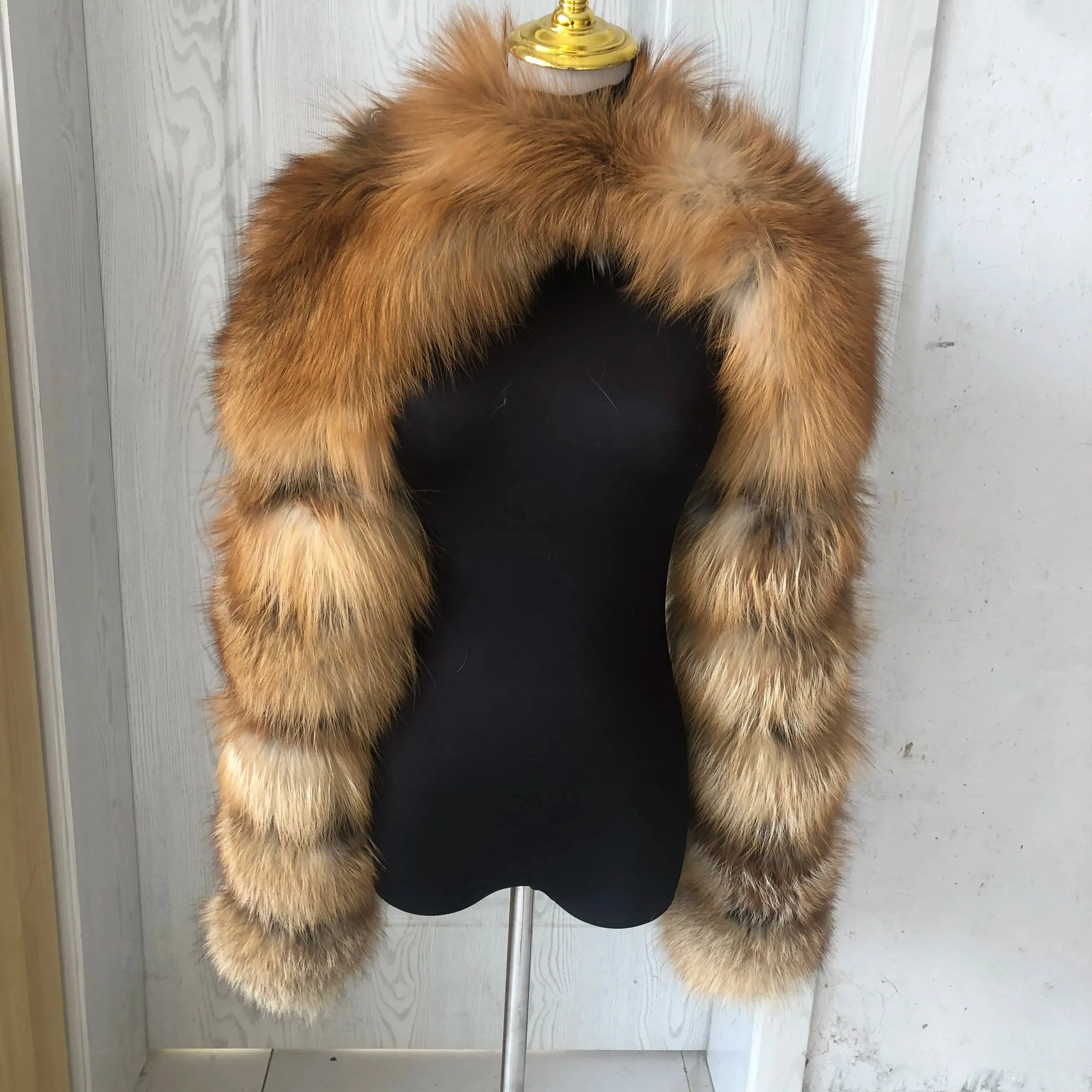 Side Shoulder sleeves natural fox fur double shoulder sleeves