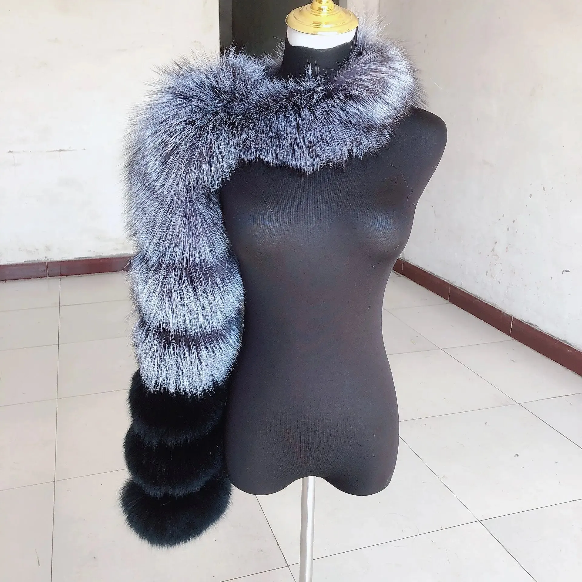 Side Shoulder sleeves natural fox fur double shoulder sleeves