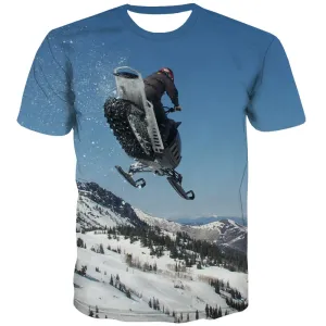 Ski T-shirt Men White T-shirts Graphic Movement T shirts Funny Snowfield Tshirt Printed