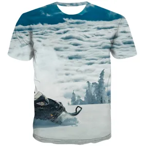 Ski T-shirt Men White T-shirts Graphic Movement Tshirts Cool Snowfield Tshirt Printed