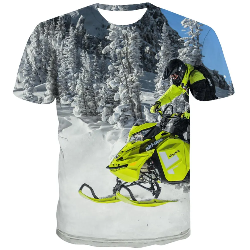 Ski T shirts Men White Tshirt Anime Movement Tshirts Cool Snowfield T shirts Funny